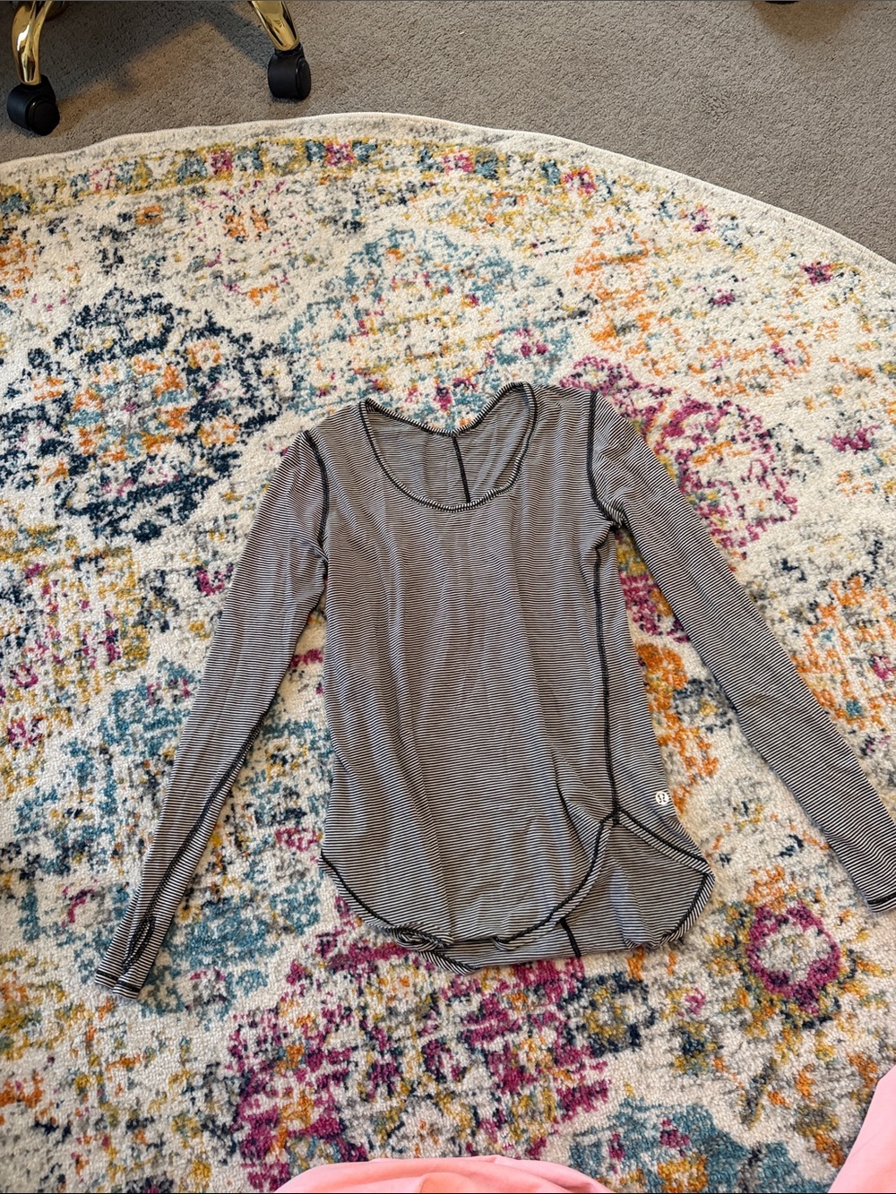 LululemonStriped Long-Sleeve Scoop Neck Top - Black/White lightweight